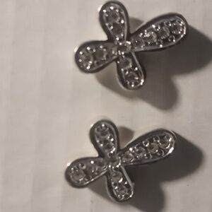 Retired premier design crystal encrusted cross stud earrings.